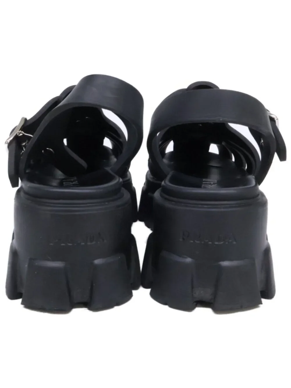 Prada Monolith Rubber Triangle Plate Sandals
